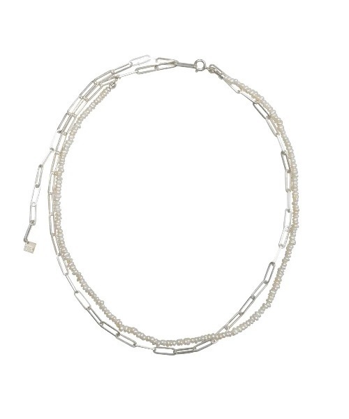 HERGO（ハーゴ）の「NP:HERGO Flat Chain Baby Pearl Necklace SV-925（ネックレス・メンズ・ブラック/ホワイト・FREE）」の8枚目の写真