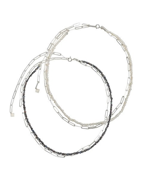 HERGO（ハーゴ）の「NP:HERGO Flat Chain Baby Pearl Necklace SV-925（ネックレス・メンズ・ブラック/ホワイト・FREE）」の10枚目の写真