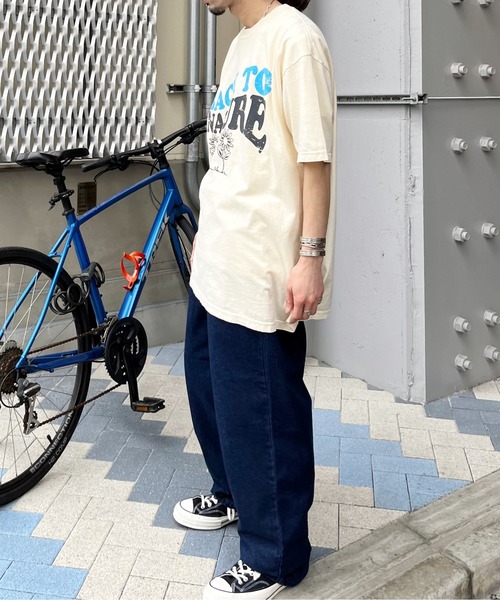 MODISH GAZE(モディシュガゼ)の「【MODISH GAZE】BACK TO NATURE ピグメント加工ビッグシルエットTシャツ(Tシャツ/カットソー・メンズ・スミクロ/ネイビー/アイボリー・FREE)」の22枚目の写真