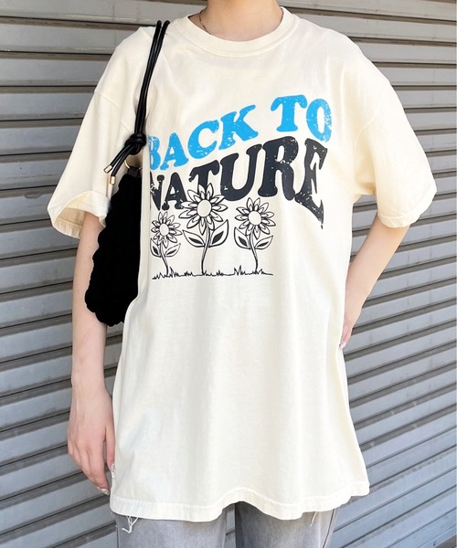 MODISH GAZE(モディシュガゼ)の「【MODISH GAZE】BACK TO NATURE ピグメント加工ビッグシルエットTシャツ(Tシャツ/カットソー・メンズ・スミクロ/ネイビー/アイボリー・FREE)」の17枚目の写真