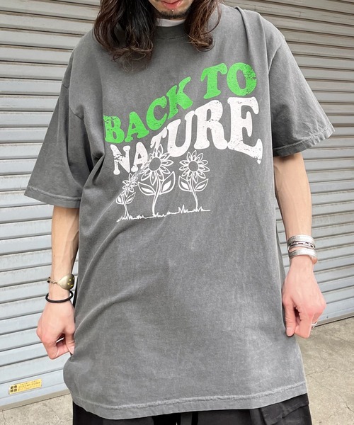 MODISH GAZE(モディシュガゼ)の「【MODISH GAZE】BACK TO NATURE ピグメント加工ビッグシルエットTシャツ(Tシャツ/カットソー・メンズ・スミクロ/ネイビー/アイボリー・FREE)」の15枚目の写真