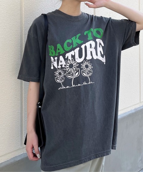 MODISH GAZE(モディシュガゼ)の「【MODISH GAZE】BACK TO NATURE ピグメント加工ビッグシルエットTシャツ(Tシャツ/カットソー・メンズ・スミクロ/ネイビー/アイボリー・FREE)」の13枚目の写真