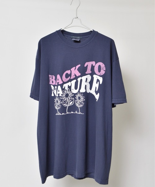 MODISH GAZE(モディシュガゼ)の「【MODISH GAZE】BACK TO NATURE ピグメント加工ビッグシルエットTシャツ(Tシャツ/カットソー・メンズ・スミクロ/ネイビー/アイボリー・FREE)」の8枚目の写真