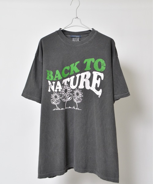 MODISH GAZE(モディシュガゼ)の「【MODISH GAZE】BACK TO NATURE ピグメント加工ビッグシルエットTシャツ(Tシャツ/カットソー・メンズ・スミクロ/ネイビー/アイボリー・FREE)」の6枚目の写真