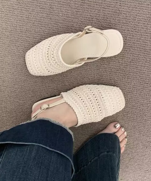 Lace Ladies(レースレディース)の「異素材 メッシュ バックストラップ フラット サンダル(サンダル・レディース・ブラウン/ブラック/アイボリー・22.5cm/23cm/23.5cm/24cm/24.5cm/25cm)」の8枚目の写真