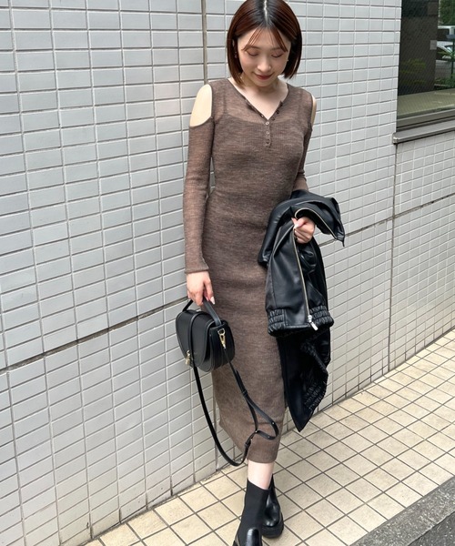 cygne ワンショルダーオープンニットelle