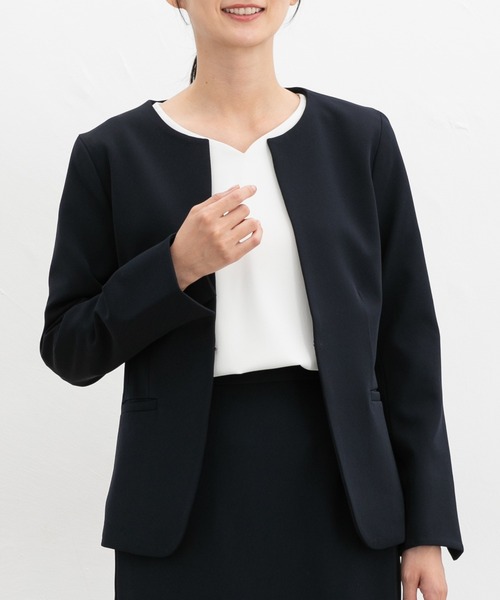 【最終価格】ノーカラー イージー ジャケット / シーズンレス Honeys ジャケット ノーカラージャケット 「ストレッチ