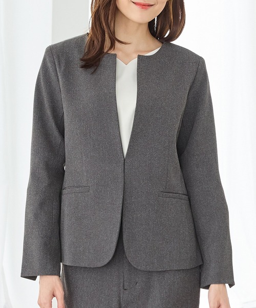 ストレッチ・マシンウォッシャブル・イージーケア】ノーカラー