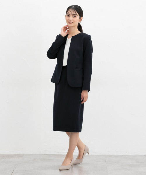 Honeys(ハニーズ)の「【ストレッチ・マシンウォッシャブル・イージーケア】ノーカラージャケット(ノーカラージャケット・レディース・ダークベージュ/ネイビー/ヘザーチャコール/ブラック・3L/L/LL/M/S)」の19枚目の写真