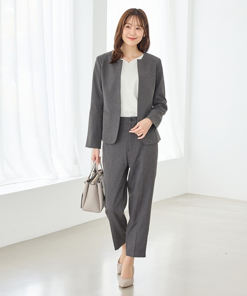 Honeys(ハニーズ)の「【ストレッチ・マシンウォッシャブル・イージーケア】ノーカラージャケット(ノーカラージャケット・レディース・ダークベージュ/ネイビー/ヘザーチャコール/ブラック・3L/L/LL/M/S)」の22枚目の写真