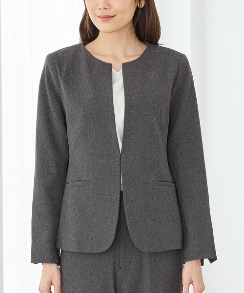 洗える！新品 イージーケア素材ノーカラーダブルジャケット＆パンツ SUIT SELECT（スーツセレクト）の「【洗えるスーツセット】イージー