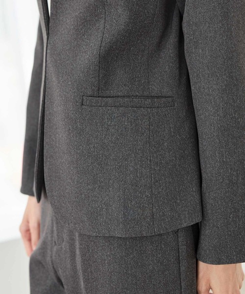 Honeys(ハニーズ)の「【ストレッチ・マシンウォッシャブル・イージーケア】ノーカラージャケット(ノーカラージャケット・レディース・ダークベージュ/ネイビー/ヘザーチャコール/ブラック・3L/L/LL/M/S)」の9枚目の写真