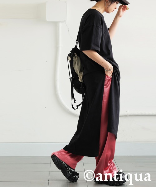 antiqua（アンティカ）の「サテンワイドイージーパンツ（その他パンツ・レディース・パープル/オレンジ/ダークグレー/ピンク/ブラック/カーキ/アイボリー/グレイッシュベージュ/グレー/ブルー・MEDIUM/LARGE）」の17枚目の写真