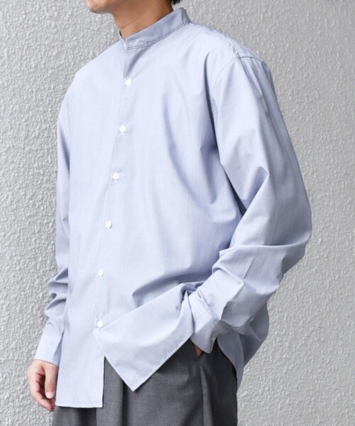 SHIPS any（シップス エニィ）の「SHIPS any: LIM BLESS ソリッド / ストライプ バンドカラー シャツ 25AW◇（シャツ/ブラウス・メンズ・カーキ/グレー/コバルトブルー/ネイビー/ロイヤルブルー/ダークグレー/ブルー・X-LARGE/LARGE/MEDIUM/SMALL）」の7枚目の写真