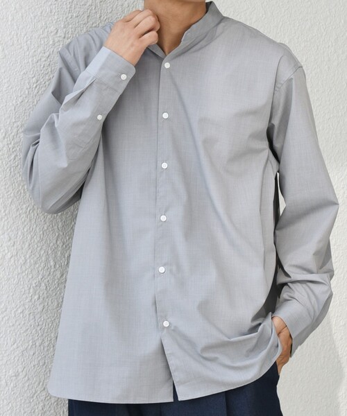 SHIPS any（シップス エニィ）の「SHIPS any: LIM BLESS ソリッド / ストライプ バンドカラー シャツ 25AW◇（シャツ/ブラウス・メンズ・カーキ/グレー/コバルトブルー/ネイビー/ロイヤルブルー/ダークグレー/ブルー・X-LARGE/LARGE/MEDIUM/SMALL）」の10枚目の写真