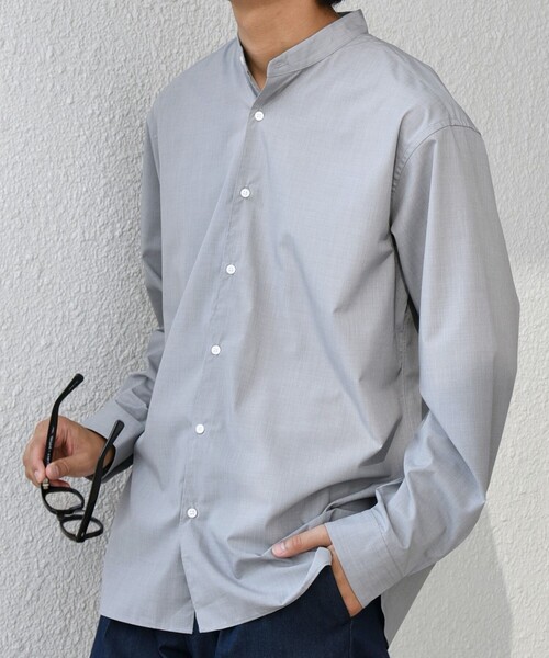 SHIPS any（シップス エニィ）の「SHIPS any: LIM BLESS ソリッド / ストライプ バンドカラー シャツ 25AW◇（シャツ/ブラウス・メンズ・カーキ/グレー/コバルトブルー/ネイビー/ロイヤルブルー/ダークグレー/ブルー・X-LARGE/LARGE/MEDIUM/SMALL）」の11枚目の写真