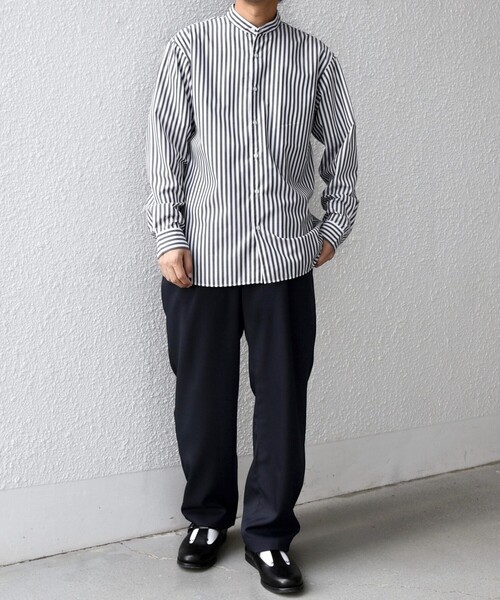 SHIPS any（シップス エニィ）の「SHIPS any: LIM BLESS ソリッド / ストライプ バンドカラー シャツ 25AW◇（シャツ/ブラウス・メンズ・カーキ/グレー/コバルトブルー/ネイビー/ロイヤルブルー/ダークグレー/ブルー・X-LARGE/LARGE/MEDIUM/SMALL）」の13枚目の写真