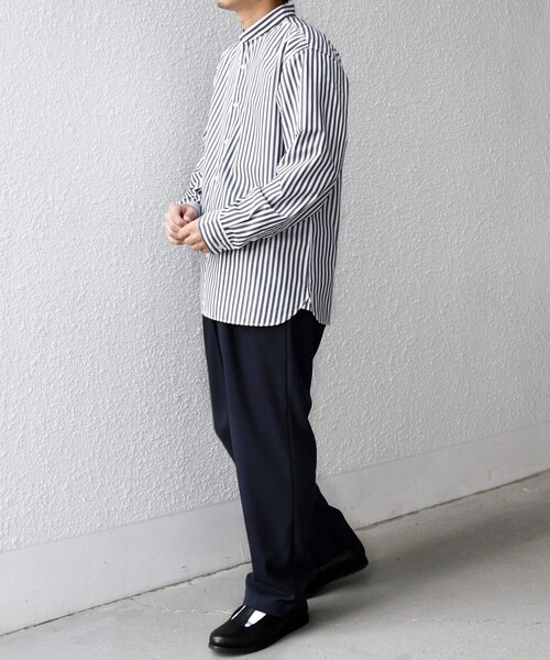SHIPS any（シップス エニィ）の「SHIPS any: LIM BLESS ソリッド / ストライプ バンドカラー シャツ 25AW◇（シャツ/ブラウス・メンズ・カーキ/グレー/コバルトブルー/ネイビー/ロイヤルブルー/ダークグレー/ブルー・X-LARGE/LARGE/MEDIUM/SMALL）」の14枚目の写真