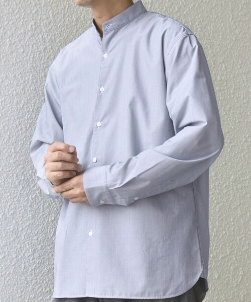 SHIPS any(シップス エニィ)の「SHIPS any: LIM BLESS ソリッド / ストライプ バンドカラー シャツ 26AW◇(シャツ/ブラウス・メンズ・カーキ/グレー/コバルトブルー/ネイビー/ロイヤルブルー/ダークグレー/ブルー/チャコールグレー/ブルー系その他・X-LARGE/LARGE/MEDIUM/SMALL)」の10枚目の写真