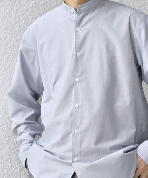 SHIPS any(シップス エニィ)の「SHIPS any: LIM BLESS ソリッド / ストライプ バンドカラー シャツ 26AW◇(シャツ/ブラウス・メンズ・カーキ/グレー/コバルトブルー/ネイビー/ロイヤルブルー/ダークグレー/ブルー/チャコールグレー/ブルー系その他・X-LARGE/LARGE/MEDIUM/SMALL)」の12枚目の写真