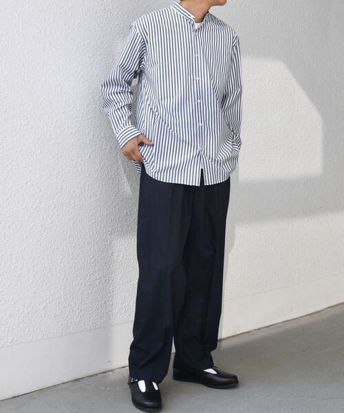 SHIPS any(シップス エニィ)の「SHIPS any: LIM BLESS ソリッド / ストライプ バンドカラー シャツ 26AW◇(シャツ/ブラウス・メンズ・カーキ/グレー/コバルトブルー/ネイビー/ロイヤルブルー/ダークグレー/ブルー/チャコールグレー/ブルー系その他・X-LARGE/LARGE/MEDIUM/SMALL)」の13枚目の写真