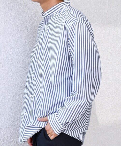 SHIPS any(シップス エニィ)の「SHIPS any: LIM BLESS ソリッド / ストライプ バンドカラー シャツ 26AW◇(シャツ/ブラウス・メンズ・カーキ/グレー/コバルトブルー/ネイビー/ロイヤルブルー/ダークグレー/ブルー/チャコールグレー/ブルー系その他・X-LARGE/LARGE/MEDIUM/SMALL)」の16枚目の写真