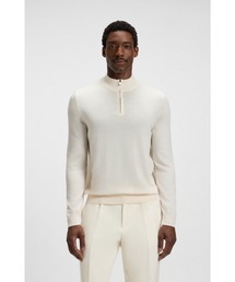 HUGO BOSS ジップネック ニットセーター HUGO BOSS (ヒューゴボス) ウール混 モックネック ハーフジップ