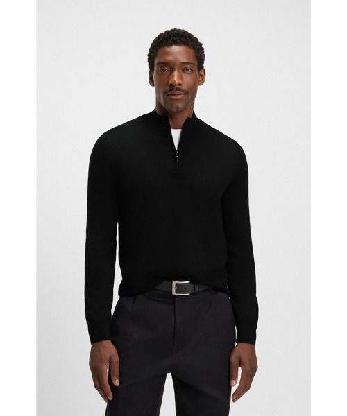 BOSS(ボス)の「ジップネックセーター バージンウール(ニット/セーター・メンズ・ブラック/ホワイト/カーキ/ダークブルー・L/M/XL/XXL/XXXL/S)」の3枚目の写真