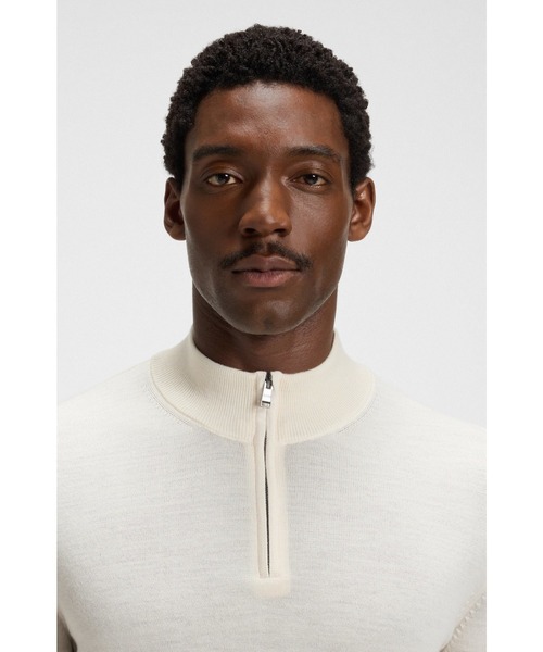 BOSS(ボス)の「ジップネックセーター バージンウール(ニット/セーター・メンズ・ブラック/ホワイト/カーキ/ダークブルー・L/M/XL/XXL/XXXL/S)」の5枚目の写真