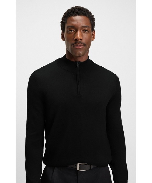 BOSS(ボス)の「ジップネックセーター バージンウール(ニット/セーター・メンズ・ブラック/ホワイト/カーキ/ダークブルー・L/M/XL/XXL/XXXL/S)」の9枚目の写真