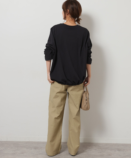 JOURNAL STANDARD relume（ジャーナルスタンダード　レリューム）の「《追加》ギャザーヘムロングスリーブ（Tシャツ/カットソー・レディース・ブラック/ホワイト/ライトグレー/ベージュ・FREE）」の5枚目の写真