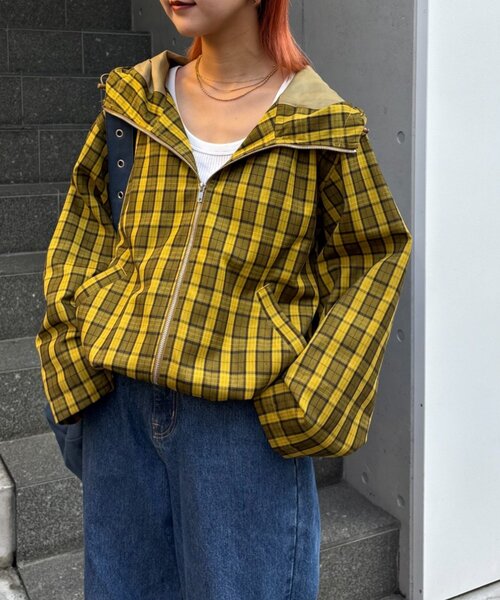 CIAOPANIC TYPY（チャオパニックティピー）の「【UNISEX】チェックフルジップシャツジャケット（ブルゾン・レディース・マスタード/イエロー/ブルー/ブラック・LARGE/MEDIUM）」の11枚目の写真