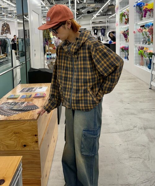 チェック柄フルジップジャケット セール】【UNISEX】チェックフルジップシャツジャケット