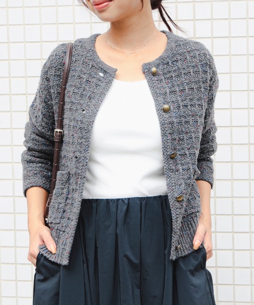 B:MING by BEAMS（ビーミングバイビームス）の「カラー ネップ ニット カーディガン（カーディガン/ボレロ・レディース・ロイヤルブルー/ブラウン/グレー・ONE SIZE）」の9枚目の写真