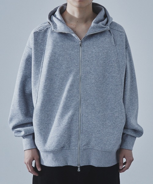 SLICK（スリック）の「【SLICK/スリック】Double Air Knit High Neck Zip Parka/ダンボールニットハイネックジップパーカー/スウェット/セットアップ（パーカー・メンズ・ブラック/ヘザーグレー・1/2/3）」の3枚目の写真