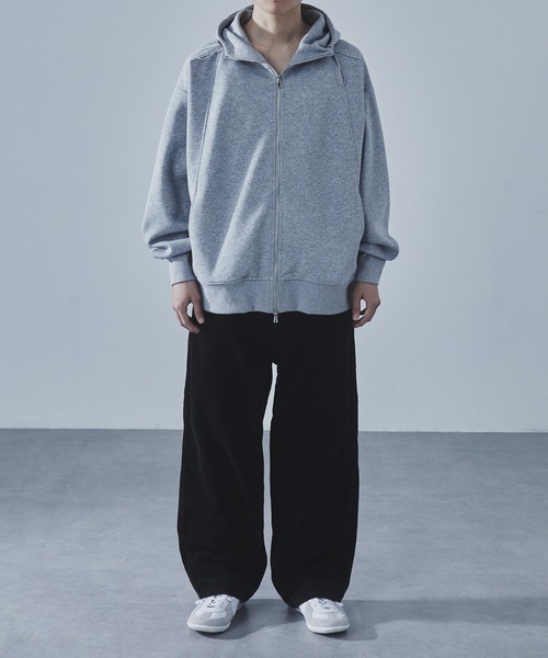 SLICK（スリック）の「【SLICK/スリック】Double Air Knit High Neck Zip Parka/ダンボールニットハイネックジップパーカー/スウェット/セットアップ（パーカー・メンズ・ブラック/ヘザーグレー・1/2/3）」の5枚目の写真