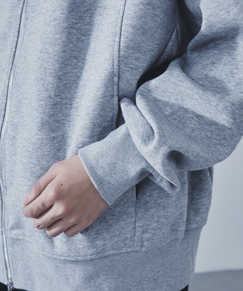 SLICK（スリック）の「【SLICK/スリック】Double Air Knit High Neck Zip Parka/ダンボールニットハイネックジップパーカー/スウェット/セットアップ（パーカー・メンズ・ブラック/ヘザーグレー・1/2/3）」の13枚目の写真