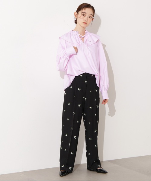 N.（N. Natural Beauty Basic）（エヌエヌナチュラルビューティーベーシック）の「ダブルフリルネックブラウス（シャツ/ブラウス・レディース・ピンク/ブルー/オフホワイト・MEDIUM）」の7枚目の写真