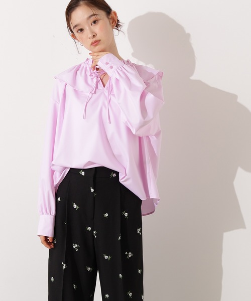 N.（N. Natural Beauty Basic）（エヌエヌナチュラルビューティーベーシック）の「ダブルフリルネックブラウス（シャツ/ブラウス・レディース・ピンク/ブルー/オフホワイト・MEDIUM）」の9枚目の写真