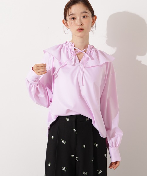 N.（N. Natural Beauty Basic）（エヌエヌナチュラルビューティーベーシック）の「ダブルフリルネックブラウス（シャツ/ブラウス・レディース・ピンク/ブルー/オフホワイト・MEDIUM）」の11枚目の写真