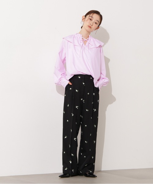 N.（N. Natural Beauty Basic）（エヌエヌナチュラルビューティーベーシック）の「ダブルフリルネックブラウス（シャツ/ブラウス・レディース・ピンク/ブルー/オフホワイト・MEDIUM）」の5枚目の写真