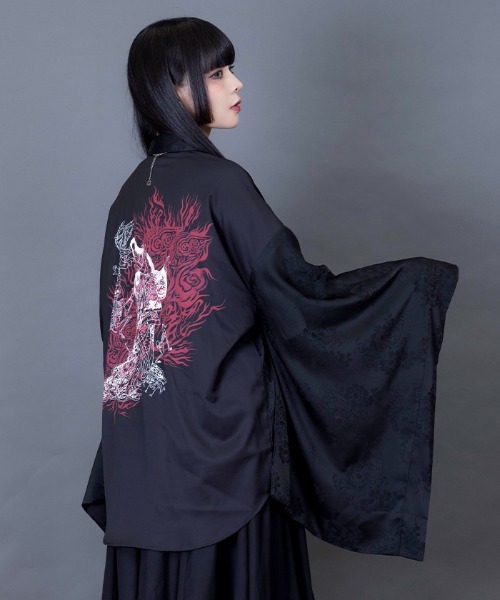 rosen kreus 長袖 セール】地獄太夫プリント和袖シャツ（シャツ/ブラウス）｜REZEN