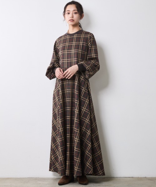 未使用級✨ダイアグラム ロングワンピース チェック パフスリーブ 千鳥柄 未使用級✨ダイアグラム ロングワンピース チェック