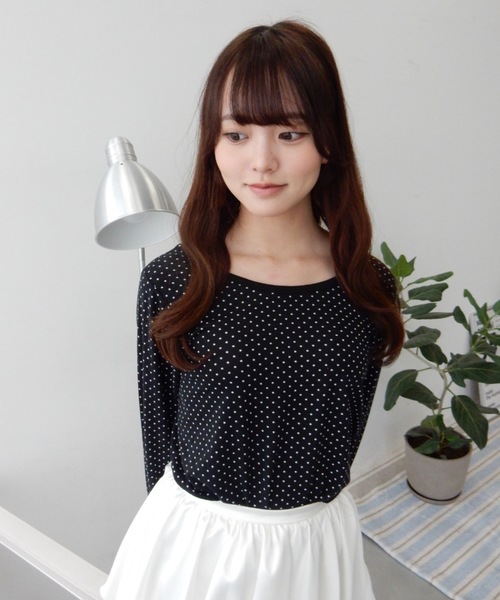 Birthday room(バースデイルーム)の「2WAYドットロンT/2way dot long t-shirt(Tシャツ/カットソー・レディース・ブラック/オフホワイト・FREE)」の7枚目の写真