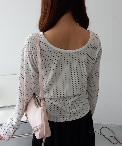 Birthday room(バースデイルーム)の「2WAYドットロンT/2way dot long t-shirt(Tシャツ/カットソー・レディース・ブラック/オフホワイト・FREE)」の11枚目の写真
