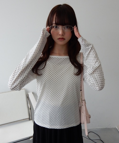 Birthday room(バースデイルーム)の「2WAYドットロンT/2way dot long t-shirt(Tシャツ/カットソー・レディース・ブラック/オフホワイト・FREE)」の16枚目の写真