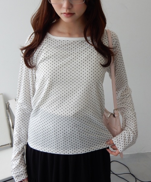 Birthday room(バースデイルーム)の「2WAYドットロンT/2way dot long t-shirt(Tシャツ/カットソー・レディース・ブラック/オフホワイト・FREE)」の17枚目の写真
