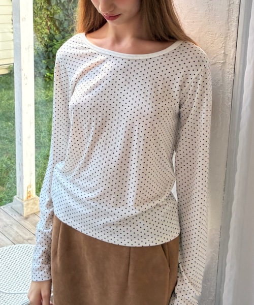 Birthday room(バースデイルーム)の「2WAYドットロンT/2way dot long t-shirt(Tシャツ/カットソー・レディース・ブラック/オフホワイト・FREE)」の20枚目の写真