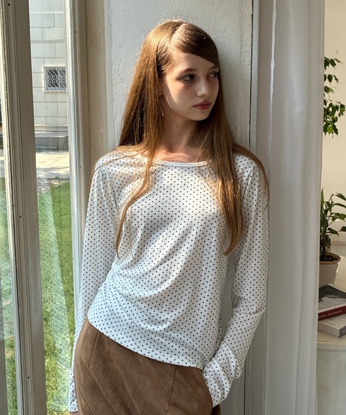 Birthday room(バースデイルーム)の「2WAYドットロンT/2way dot long t-shirt(Tシャツ/カットソー・レディース・ブラック/オフホワイト・FREE)」の22枚目の写真