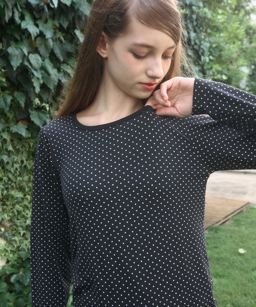 Birthday room(バースデイルーム)の「2WAYドットロンT/2way dot long t-shirt(Tシャツ/カットソー・レディース・ブラック/オフホワイト・FREE)」の18枚目の写真